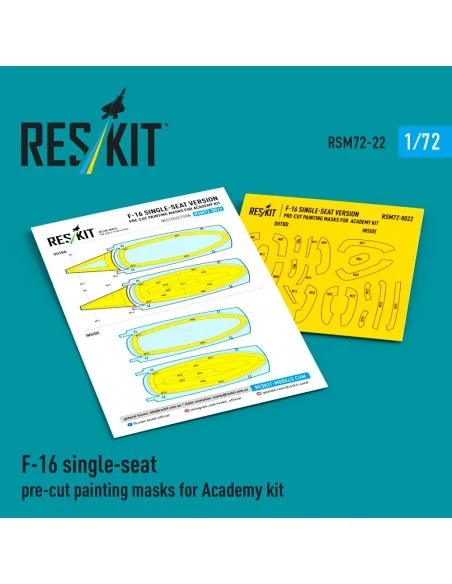 F-16 single-seat pre-cut painting masks for Academy, 1/72 - ResKit ...
