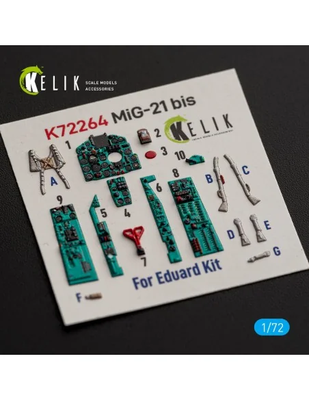 MiG-21 bis - interior 3D decals for Eduard, 1/72 - Kelik K72264