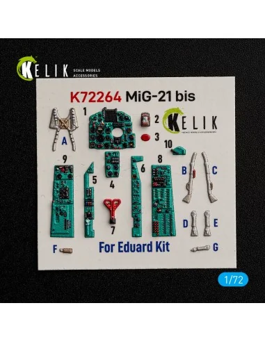 MiG-21 bis - interior 3D decals for Eduard, 1/72 - Kelik K72264