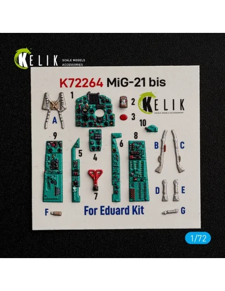 MiG-21 bis - interior 3D decals for Eduard, 1/72 - Kelik K72264