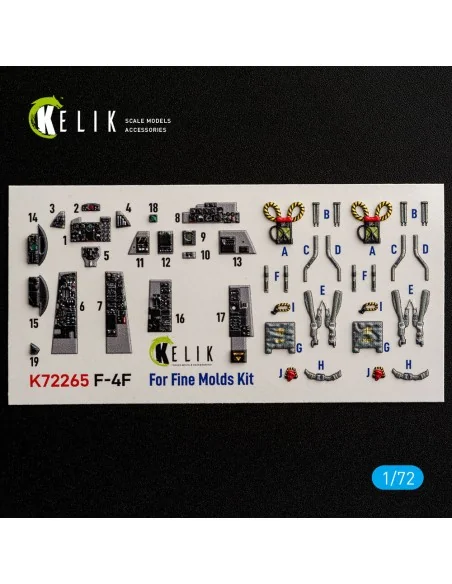 F-4F Phantom - interior 3D decals for FineMolds, 1/72 - Kelik K72265