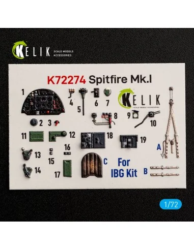 Spitfire Mk.I - interior 3D decals for IBG, 1/72 - Kelik K72274