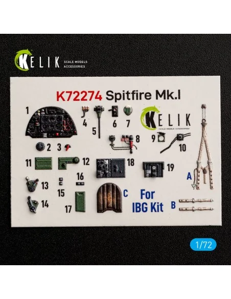 Spitfire Mk.I - interior 3D decals for IBG, 1/72 - Kelik K72274