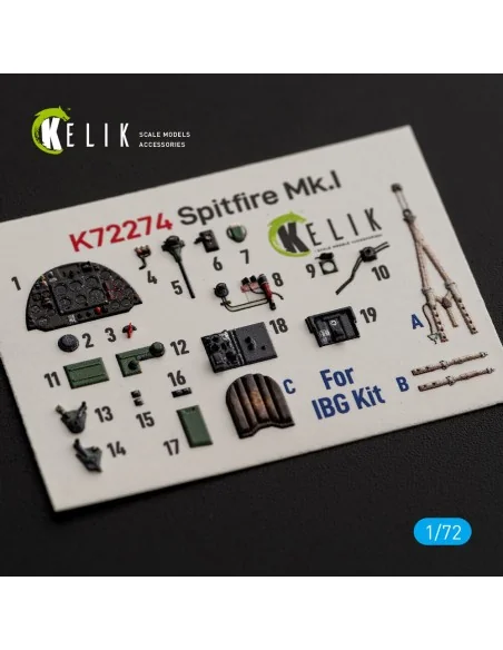 Spitfire Mk.I - interior 3D decals for IBG, 1/72 - Kelik K72274