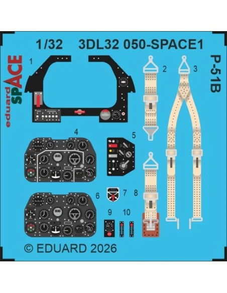 P-51B SPACE for Eduard, 1/32 - Eduard Accessories 3DL32050