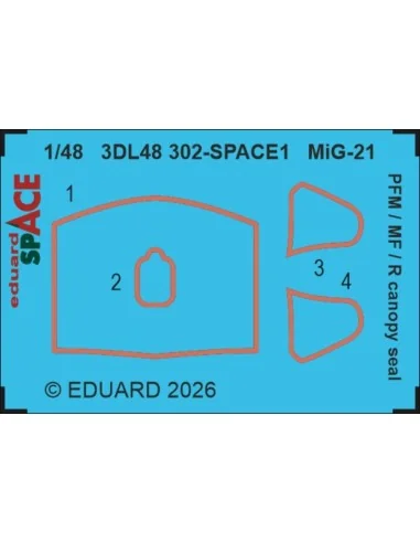 MiG-21 PFM / MF/ R canopy seal SPACE for Eduard, 1/48 - Eduard Acce...