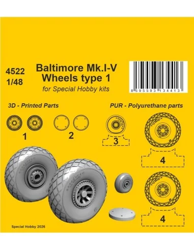 Baltimore Mk.I-V Wheels for Special Hobby, 1/48 - CMK 129-4522