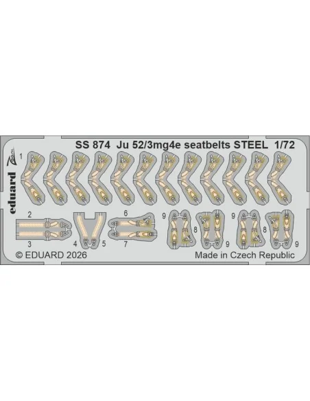 Ju 52/3mg4e seatbelts STEEL for Airfix, 1/72 - Eduard Accessories S...
