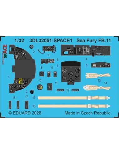 Sea Fury FB.11 SPACE for DBMK, 1/32 - Eduard Accessories 3DL32051