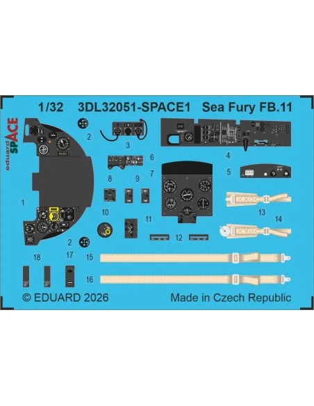 Sea Fury FB.11 SPACE for DBMK, 1/32 - Eduard Accessories 3DL32051