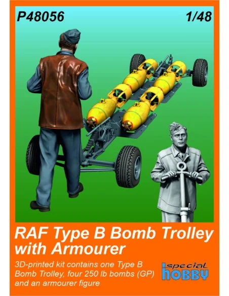 RAF Type B Bomb Trolley with Armourer, 1/48 - CMK 129-P48056