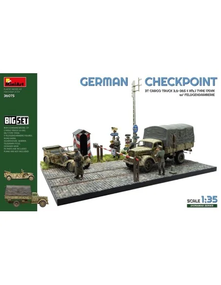German Checkpoint. 3t Cargo Truck 3, 6-36S & Kfz.1 Type 170VK w/ Fe...