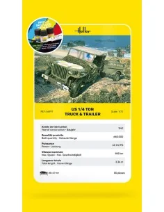 STARTER KIT US 1/4 Ton Truck & Trailer, 1/72 - Heller 56997