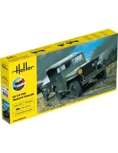STARTER KIT US 1/4 Ton Truck 'n Trailer, 1/35 - Heller 57105