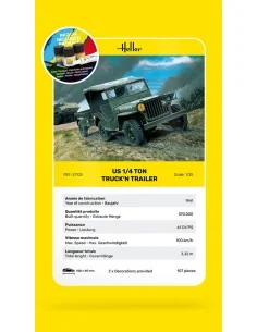 STARTER KIT US 1/4 Ton Truck 'n Trailer, 1/35 - Heller 57105 2