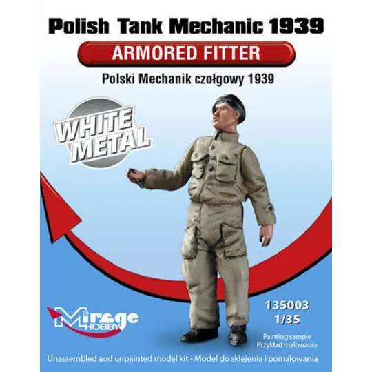 Polish Tank Mechanic 1939 Armored Fitter White Metal, 1/35 - Mirage... Polish Tank Mechanic 1939 Armored Fitter White Metal, 1/35 - Mirage...