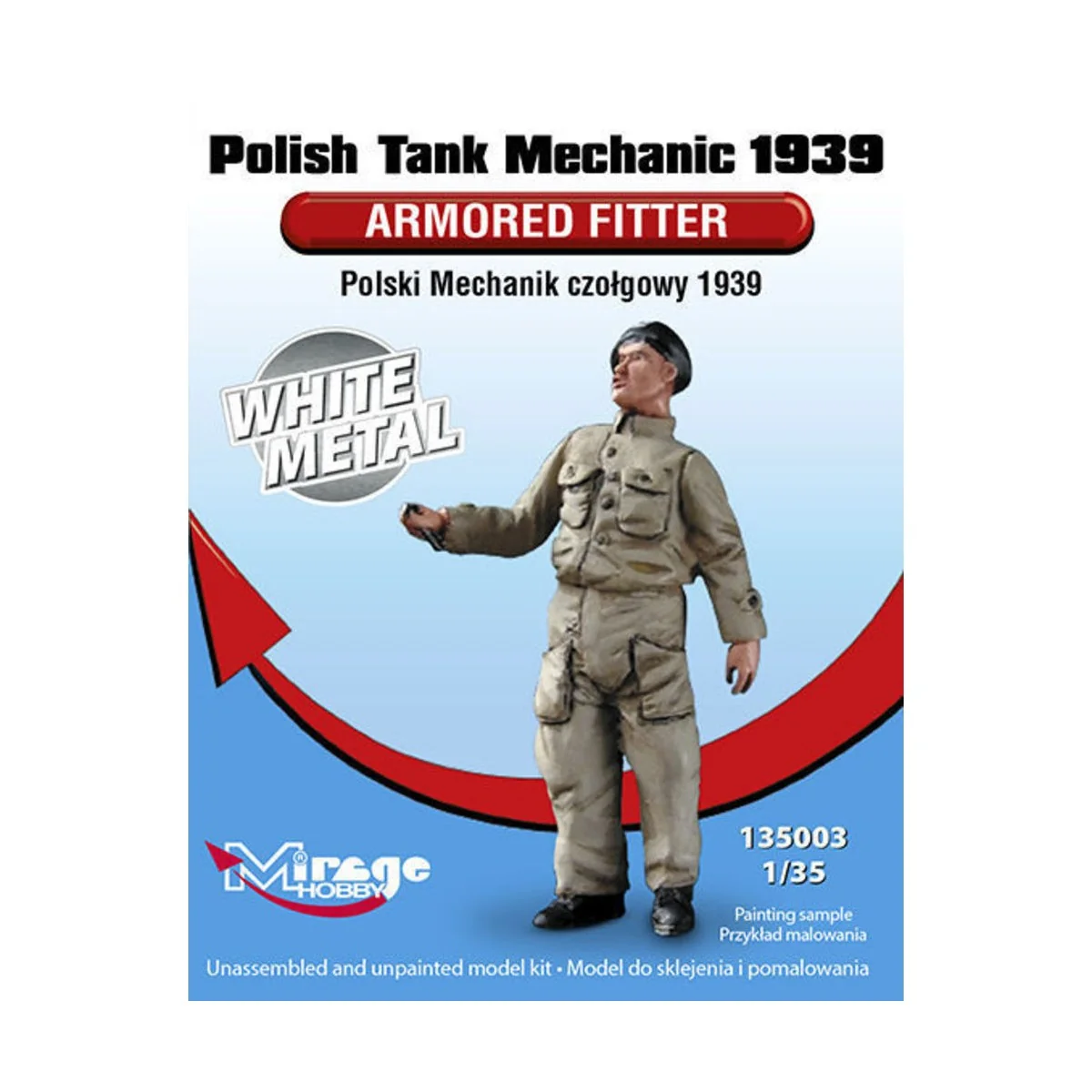Polish Tank Mechanic 1939 Armored Fitter White Metal - Mirage Hobby...