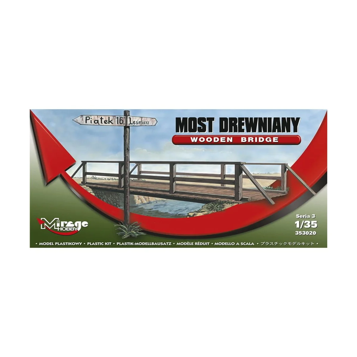 Holzbrücke mit Geländer und Wegweiser - Mirage Hobby 353020