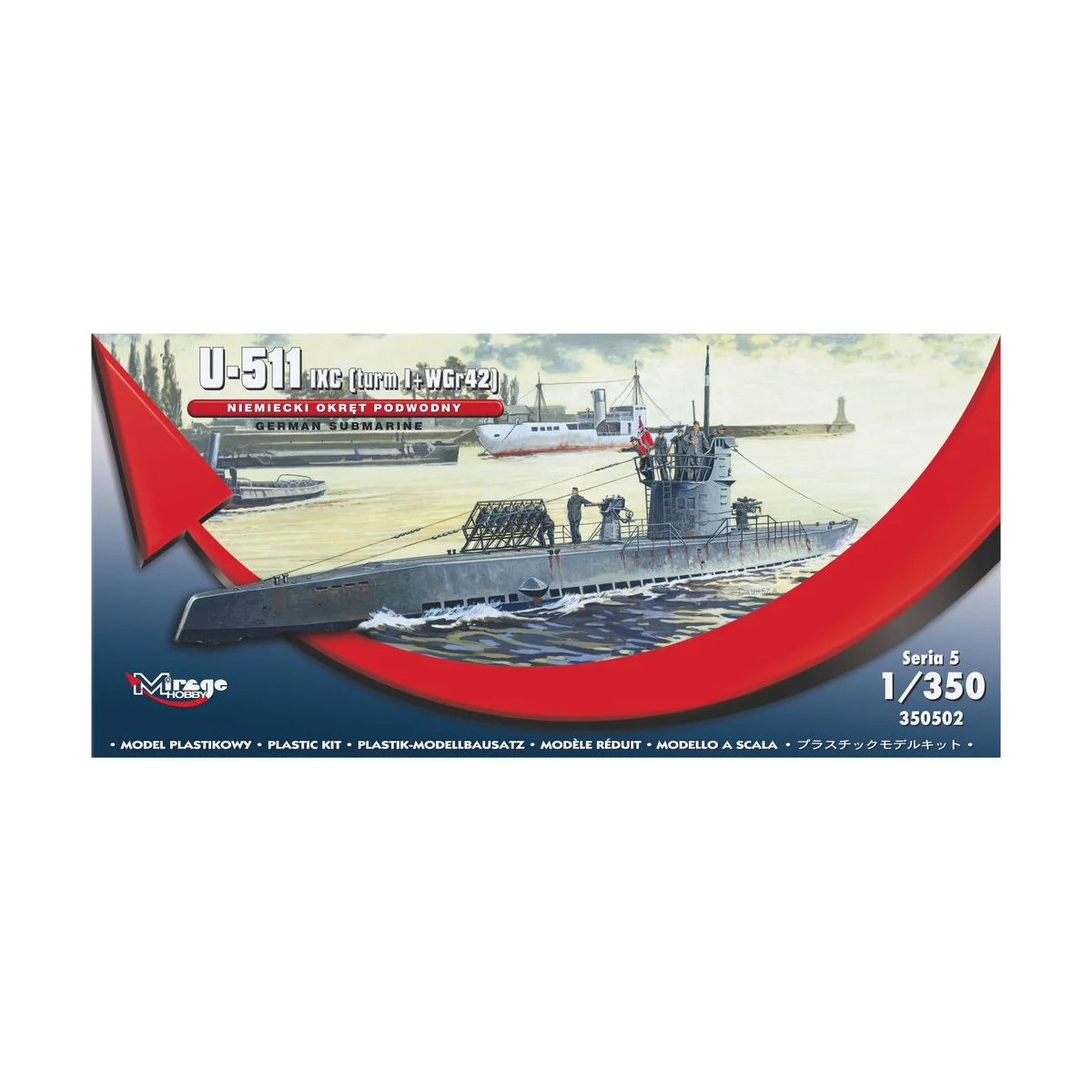 German U-Boot U-511 - IX C (turmI+WGr42), 1/350 - Mirage Hobby 350502 German U-Boot U-511 - IX C (turmI+WGr42), 1/350 - Mirage Hobby 350502