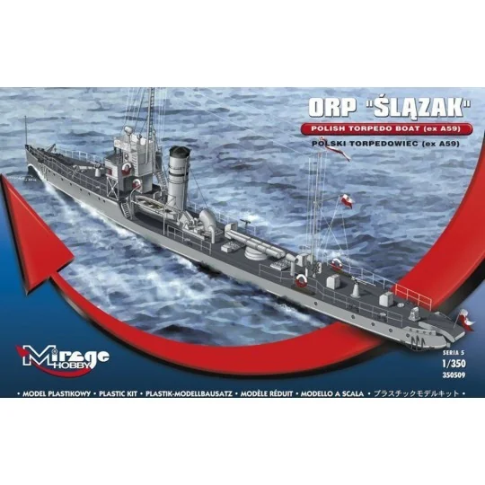 ORP Slazak Polish Torpedo Boat (ex A59), 1/350 - Mirage Hobby 350509 ORP Slazak Polish Torpedo Boat (ex A59), 1/350 - Mirage Hobby 350509