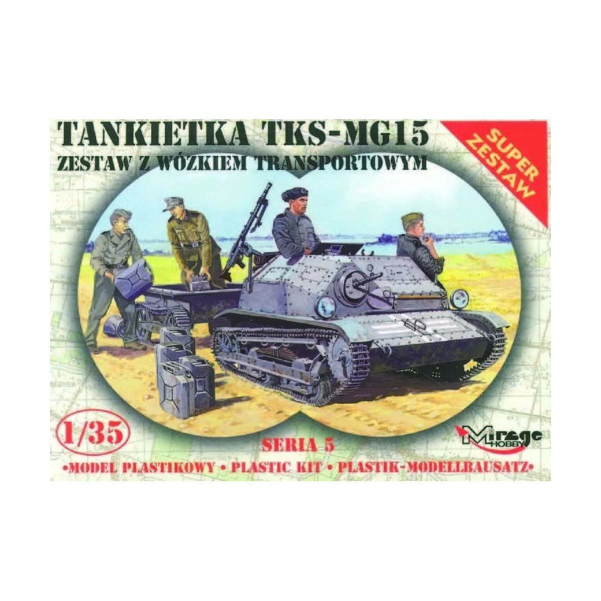 Tankette TKS/MG 15 mit Universal Transportanhänger - Mirage Hobby 3...