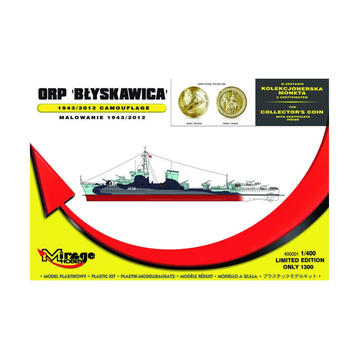 ORP 'Blyskawica' 1943/2012 Camouflage - Mirage Hobby 400001