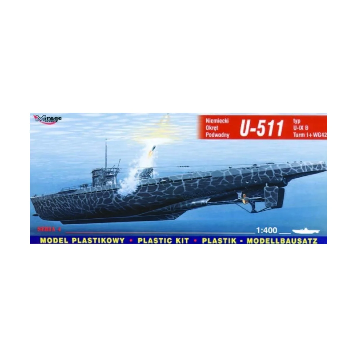 Deutsches U-Boot U 511 Typ IX B Turm I und WG42 - Mirage Hobby 40042