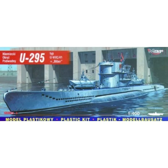 Deutsches U-Boot U 295 Typ VII C/41 mit Biber - Mirage Hobby 40414