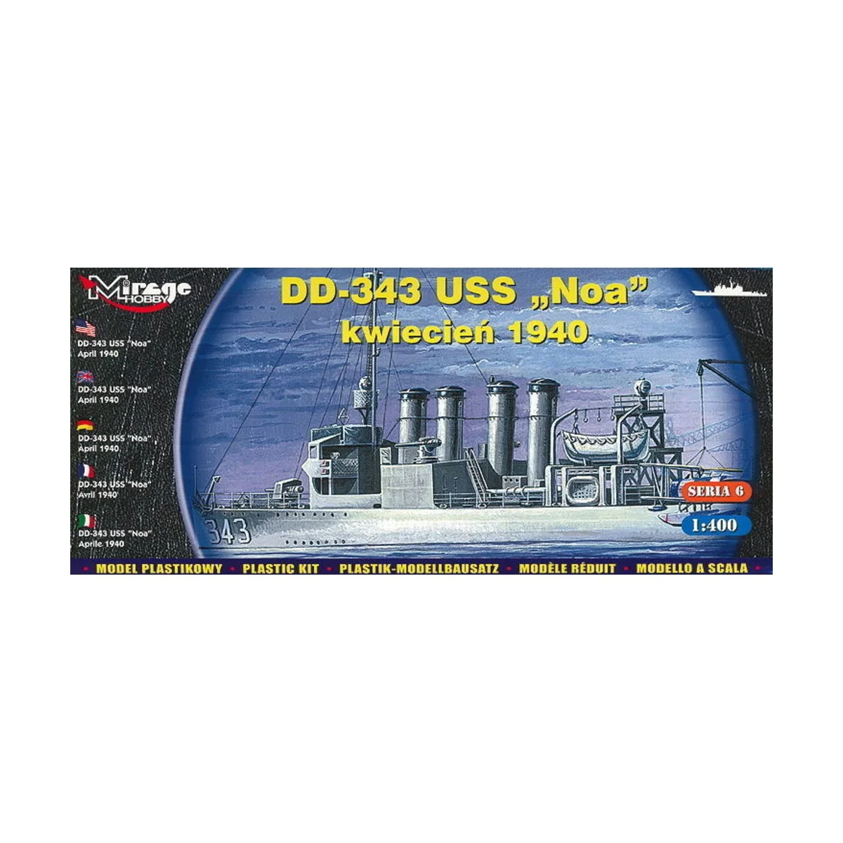 DD-343 USS 'Noa' June 1937, 1/400 - Mirage Hobby 40604