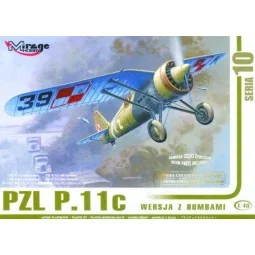 PZL P.11c mit Bomben, Resin- und Fotoätzteilen, 1/48 - Mirage Hobby...