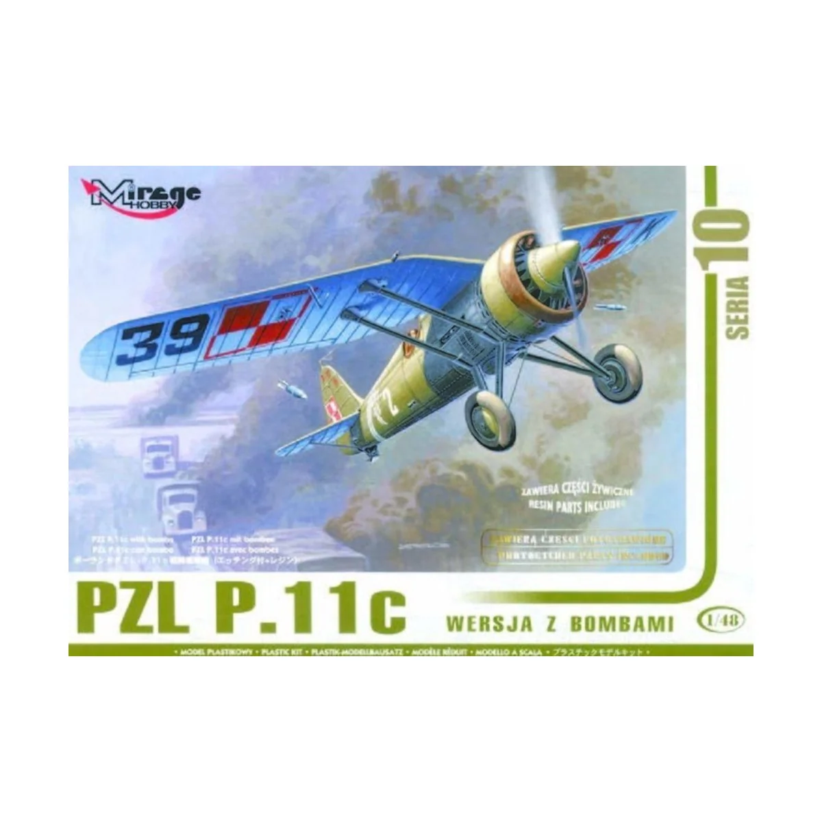 PZL P.11c mit Bomben, Resin- und Fotoätzteilen, 1/48 - Mirage Hobby... PZL P.11c mit Bomben, Resin- und Fotoätzteilen, 1/48 - Mirage Hobby...