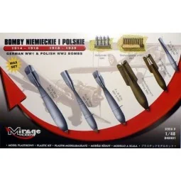 German WWI & Polish WWII Bombs Max Set, 1/48 - Mirage Hobby 848401