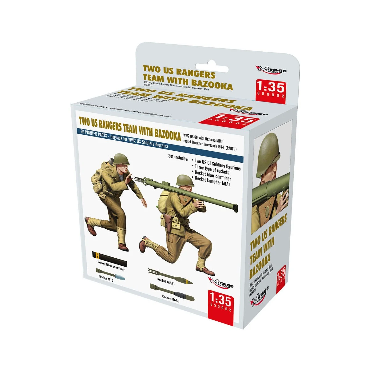 TWO US RANGERS TEAM WITH BAZOOKA, 1/35 - Mirage Hobby 350002
