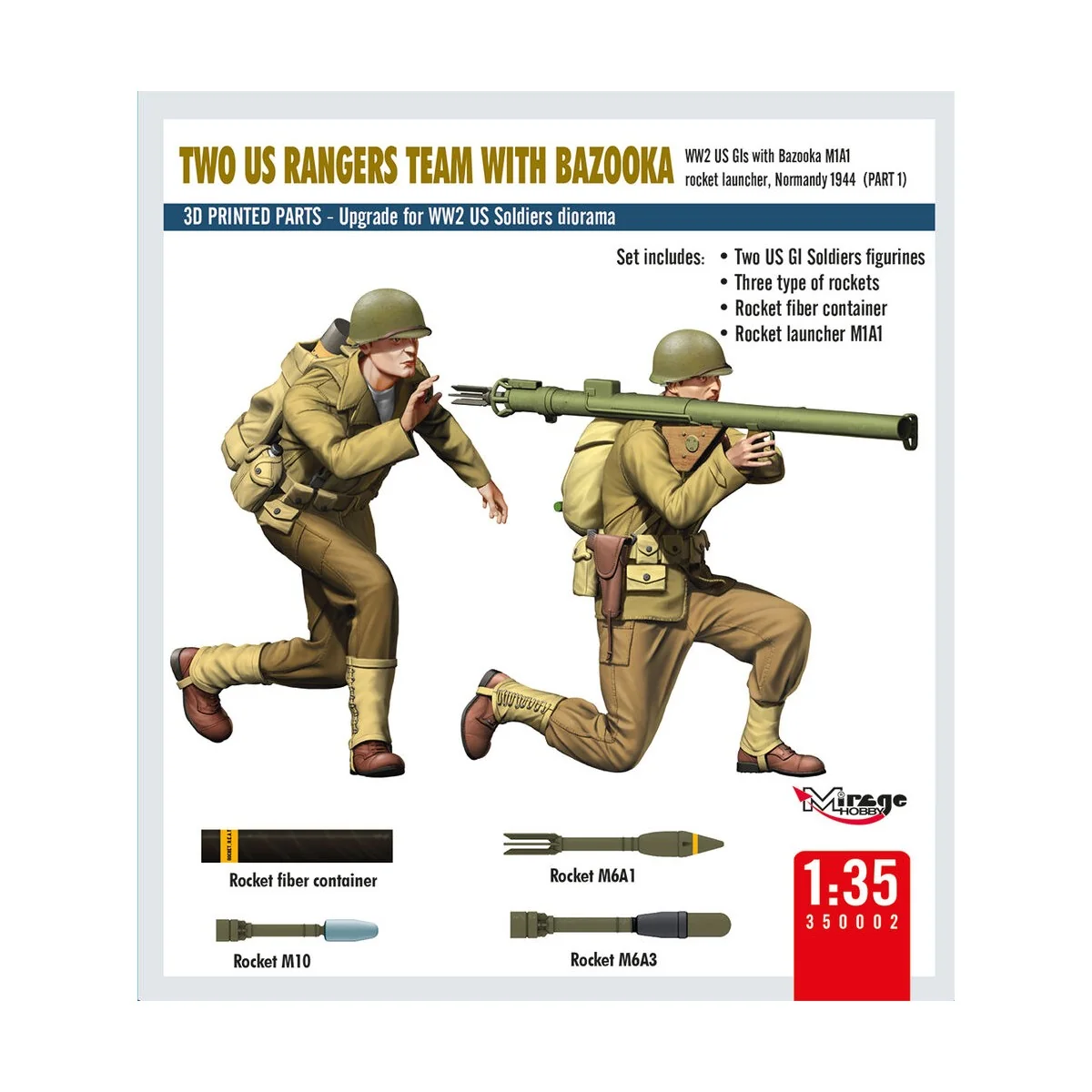 TWO US RANGERS TEAM WITH BAZOOKA, 1/35 - Mirage Hobby 350002