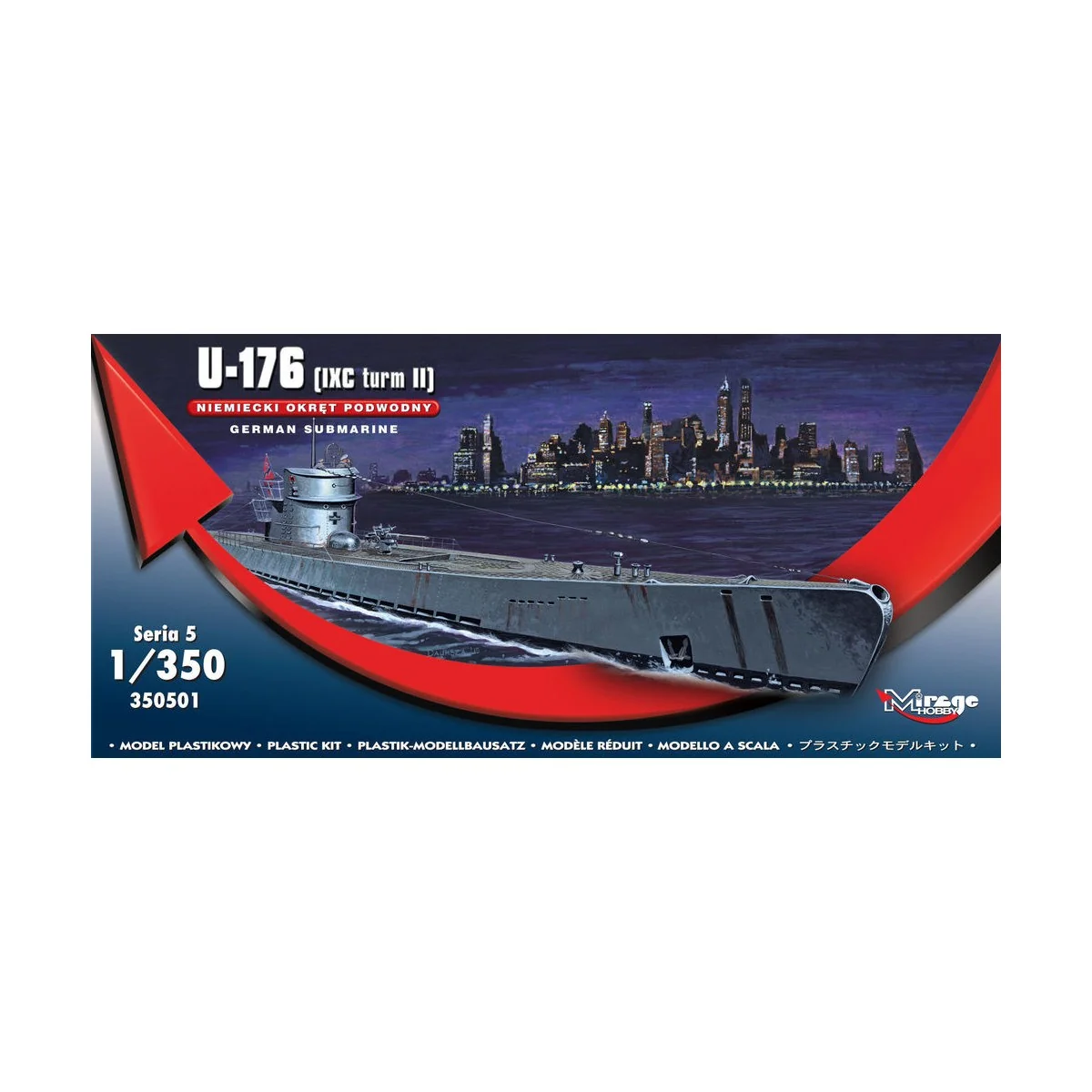 German Submarine U-176 (IXC turm II), 1/350 - Mirage Hobby 350501