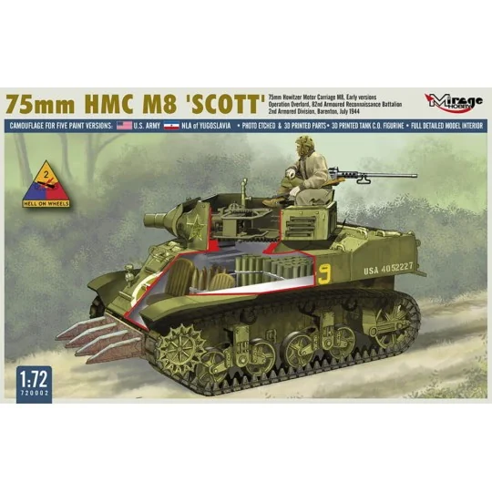 75mm HMC M8 SCOTT Early Version, 1/72 - Mirage Hobby 720002 75mm HMC M8 SCOTT Early Version, 1/72 - Mirage Hobby 720002