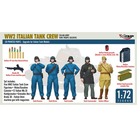 WW2 ITALIAN TANK CREW WITH EQUIPMENT - Mirage Hobby 720005