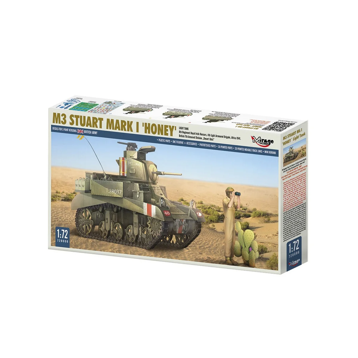 M3 STUART Mk I ´HONEY´ light tank, 1/72 - Mirage Hobby 720006