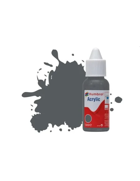 HUMBROL ACRYLIC DROPPER BOTTLE 14ML No.125 US Dark Grey Matt - Humb...
