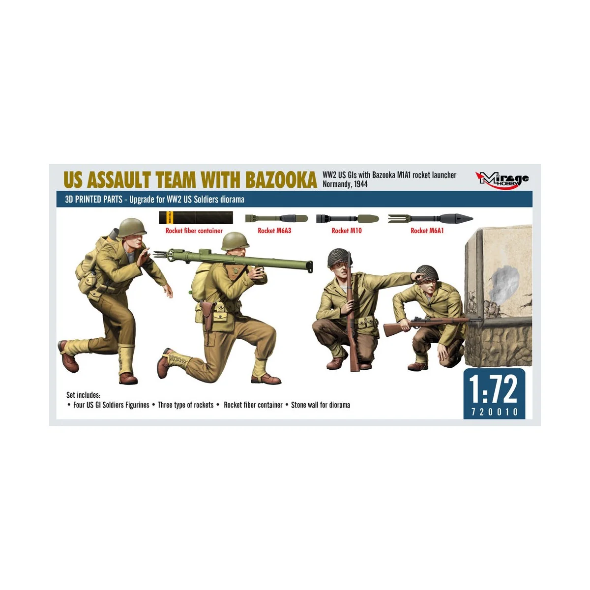 US ASSAULT TEAM WITH BAZOOKA, WW2 US GIs with Bazooka M1A1 rocket l...