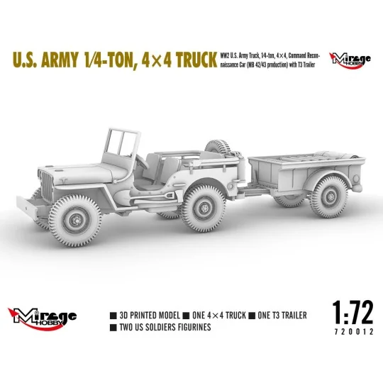 U.S. ARMY 1?4?TON, 4×4 TRUCK, 1/72 - Mirage Hobby 720012