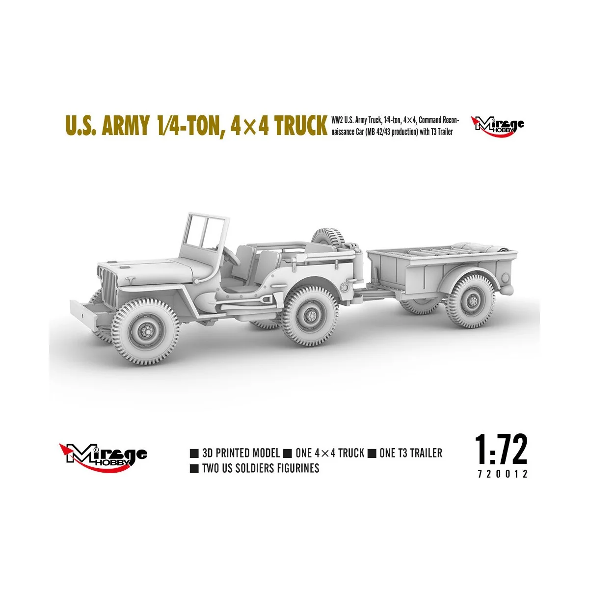 U.S. ARMY 1?4?TON, 4×4 TRUCK, 1/72 - Mirage Hobby 720012