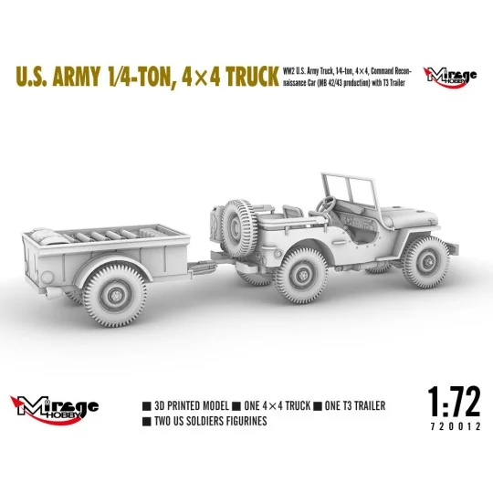 U.S. ARMY 1?4?TON, 4×4 TRUCK, 1/72 - Mirage Hobby 720012