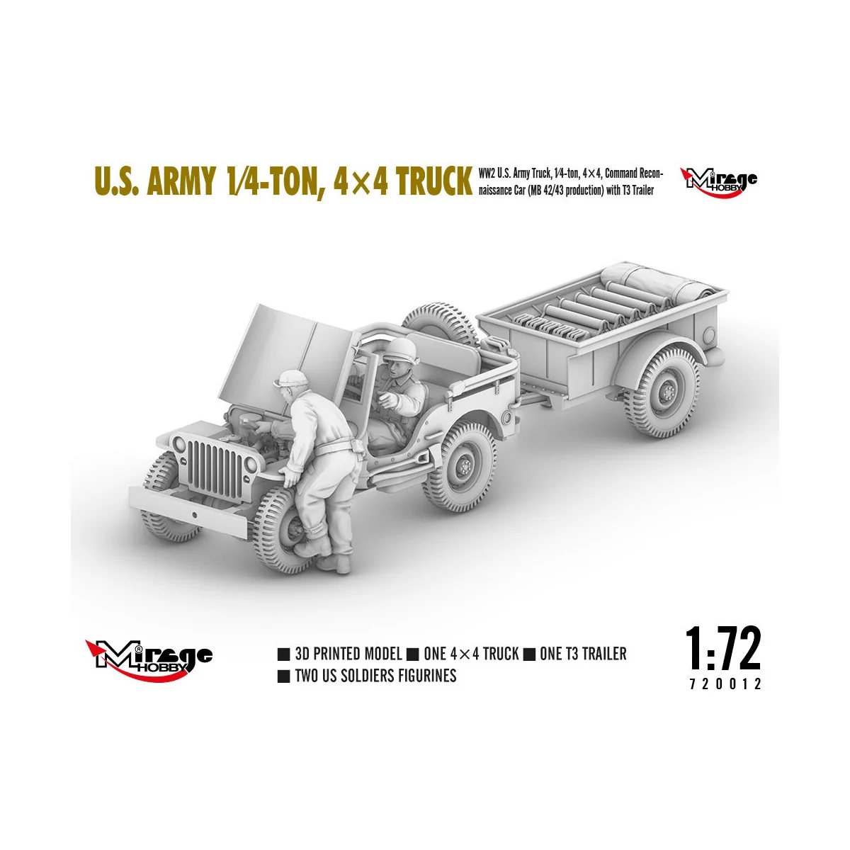 U.S. ARMY 1?4?TON, 4×4 TRUCK, 1/72 - Mirage Hobby 720012
