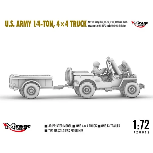 U.S. ARMY 1?4?TON, 4×4 TRUCK, 1/72 - Mirage Hobby 720012