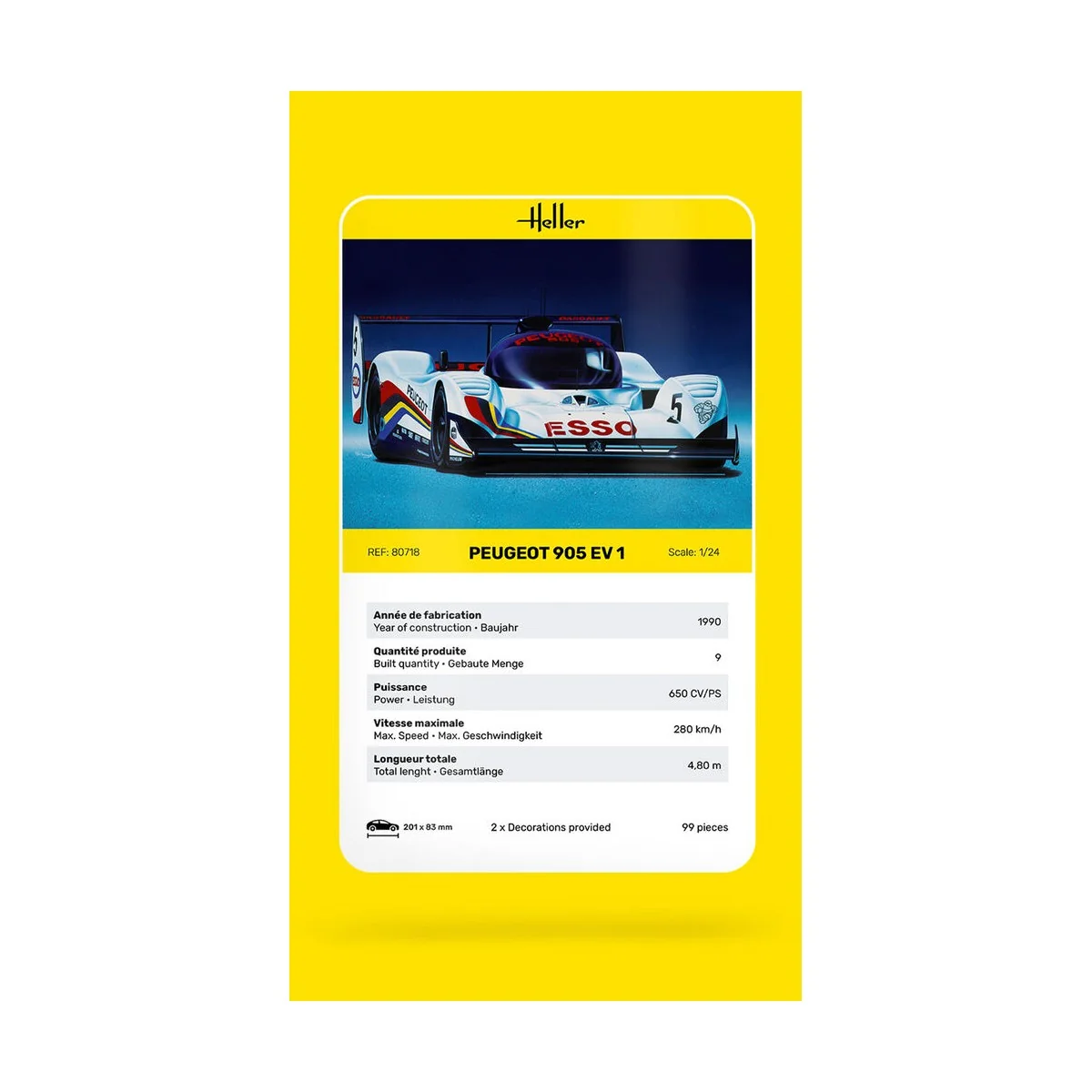 Peugeot 905 EV 1, 1/24 - Heller 80718 Peugeot 905 EV 1, 1/24 - Heller 80718
