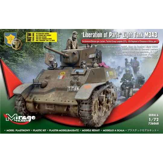 Liberation of Paris, Light Tank M3A3, 1/72 - Mirage Hobby 726068 Liberation of Paris, Light Tank M3A3, 1/72 - Mirage Hobby 726068