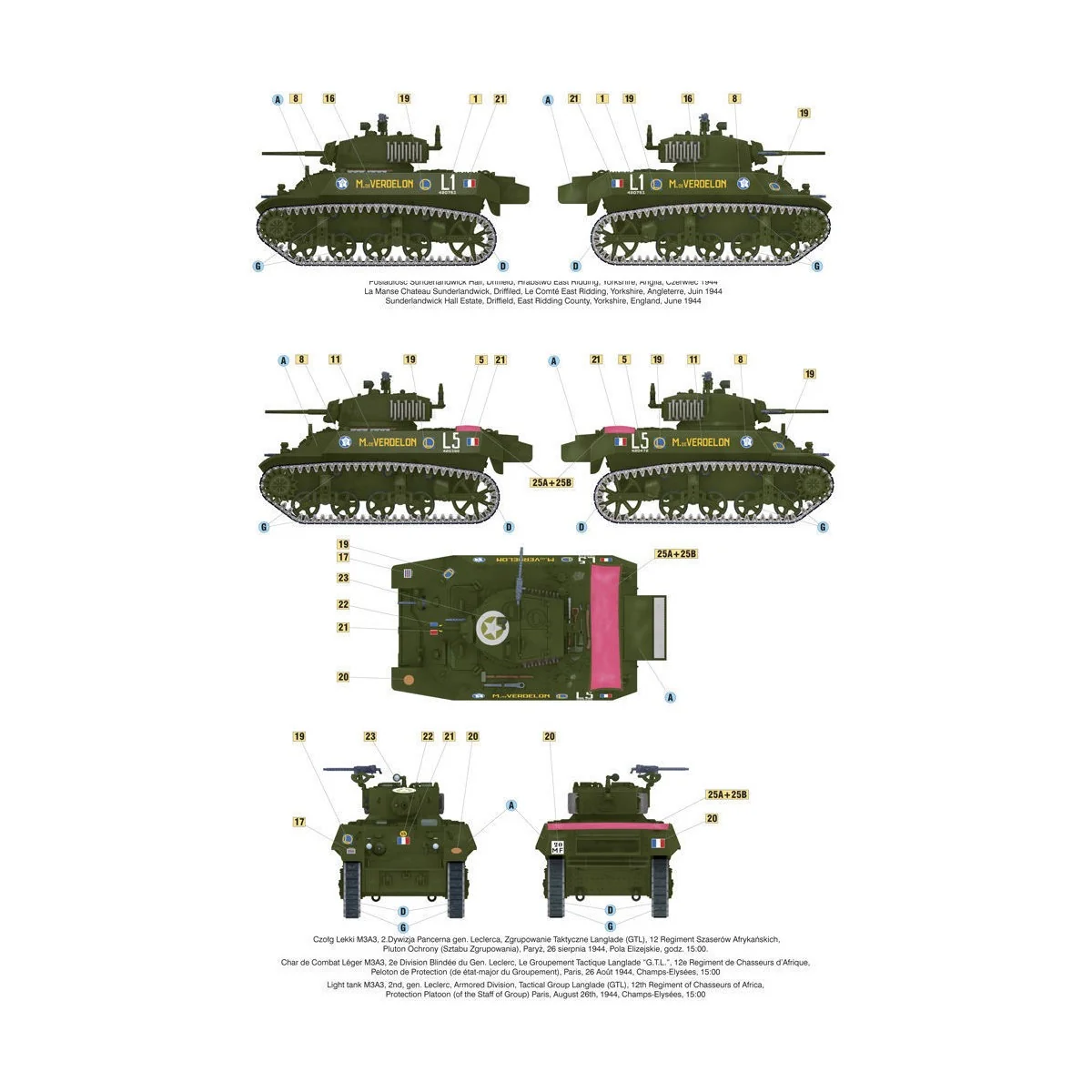 Liberation of Paris, Light Tank M3A3, 1/72 - Mirage Hobby 726068 Liberation of Paris, Light Tank M3A3, 1/72 - Mirage Hobby 726068