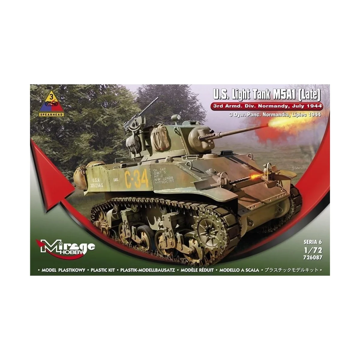 U.S.Light Tank M5A1 (Late) 3rd Armd.DivN, 1/72 - Mirage Hobby 726087