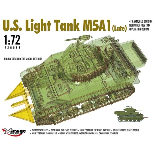 U.S. Light Tank M5A1 (Late), 1/72 - Mirage Hobby 726088 U.S. Light Tank M5A1 (Late), 1/72 - Mirage Hobby 726088